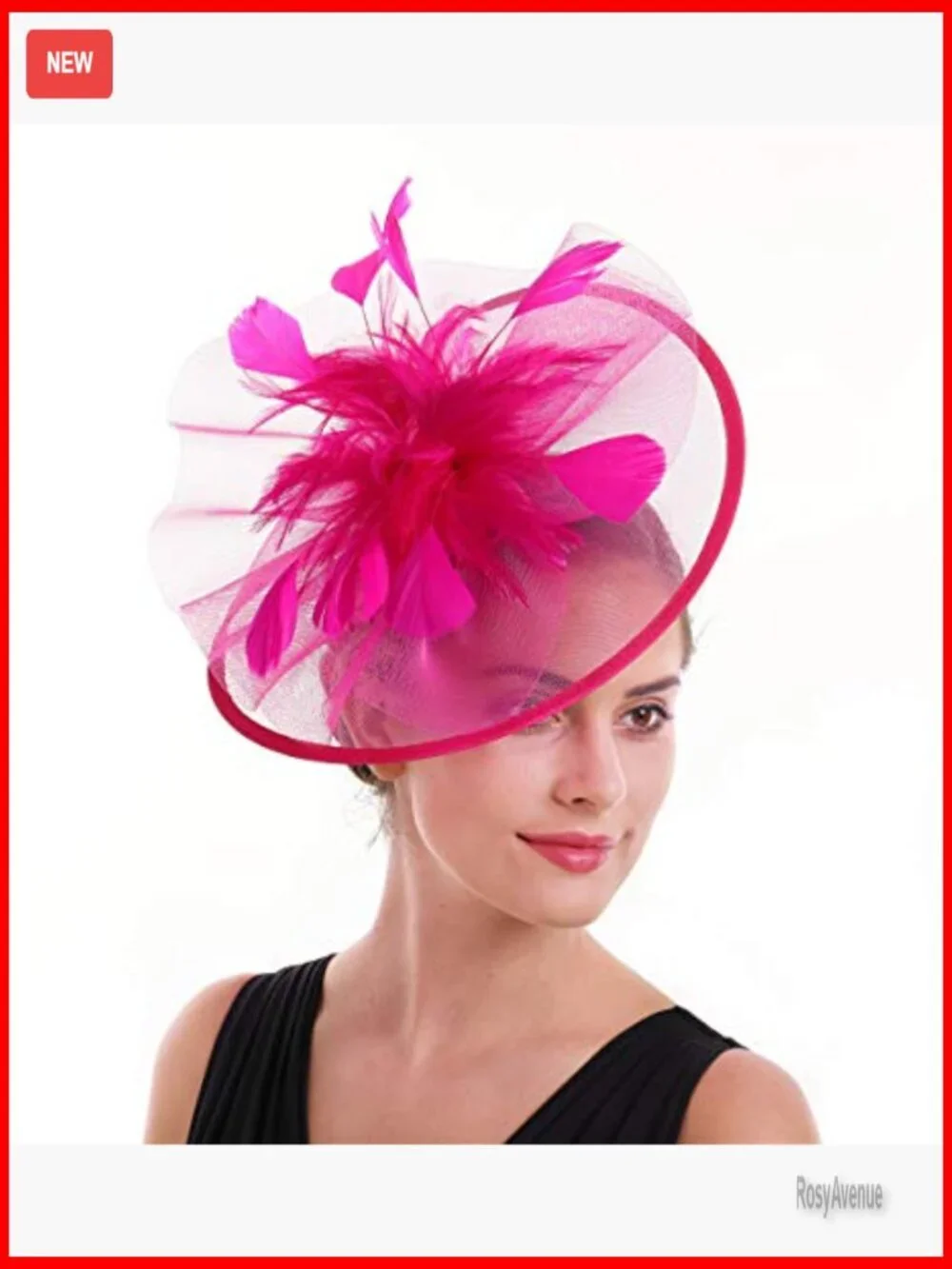 Feather Fascinator Hat with Veil and Flower Clip for Tea Party Derby